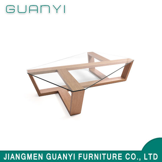 Mesa de centro de vidrio de muebles de madera moderna 2019