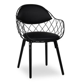 Silla de comedor moderno y confortable de metal de color negro