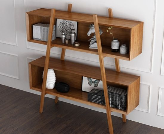 Venta caliente natural sólido muebles de madera estantería